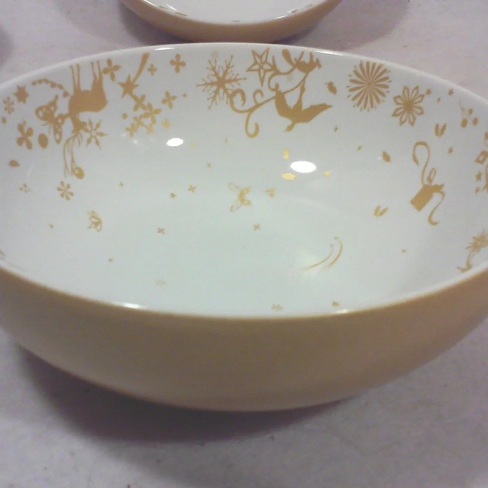 Vintage Tord Boontje Gold Porcelain Soup Cereal Bowls Set of Four